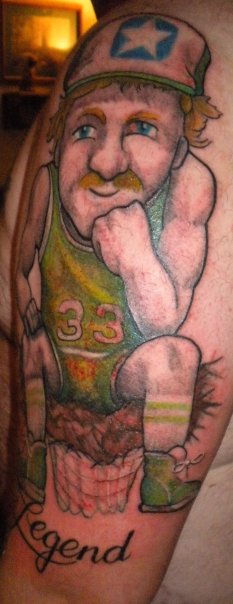 Fan Gets His Larry Bird Tee Tattooed On His Arm