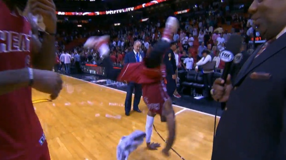 LeBron James Gets Videobombed by a Cartwheeling Dwyane Wade