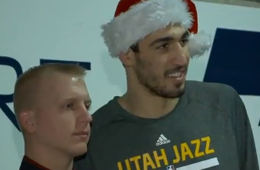 Enes Kanter Plays 'Kanter Klaus' to Kids