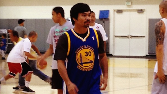Manny Pacquiao Balls at the Warriors Training Facility