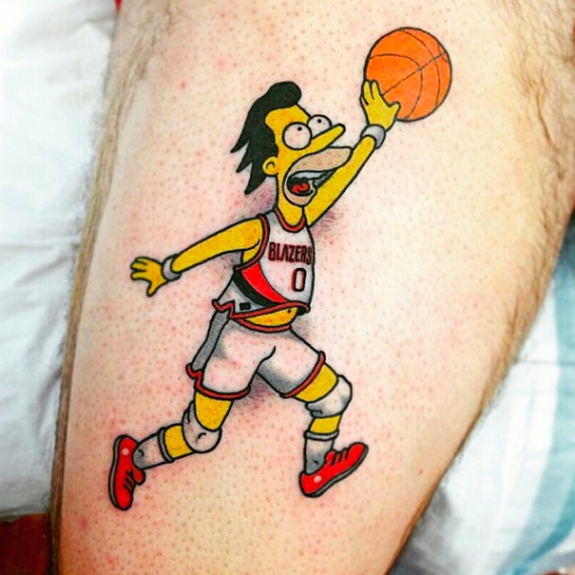Lenny From The Simpsons x Blazers Tattoo