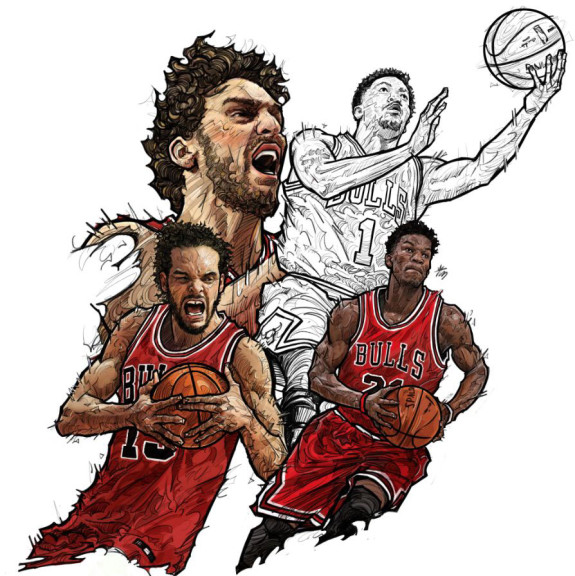Rising Chicago Bulls Illustration