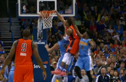 Russell Westbrook Huge Putback Slam On Nugggets