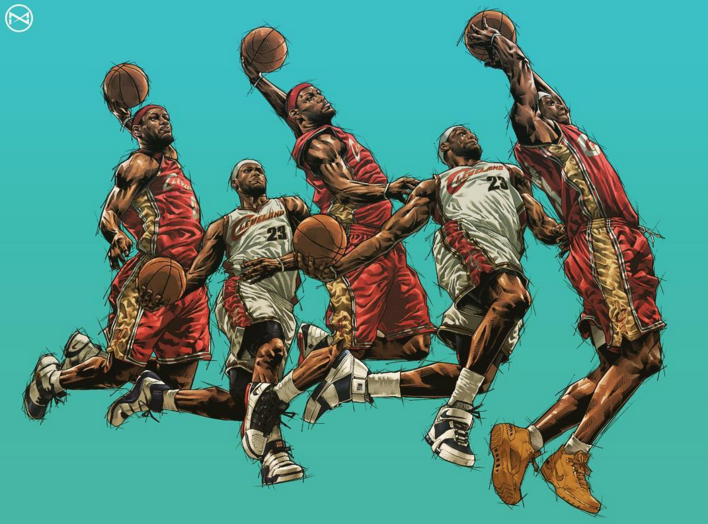LeBron James Five Kings Illustration