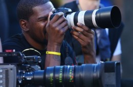 Kevin Durant Moonlights as a Cameraman at Super Bowl 50