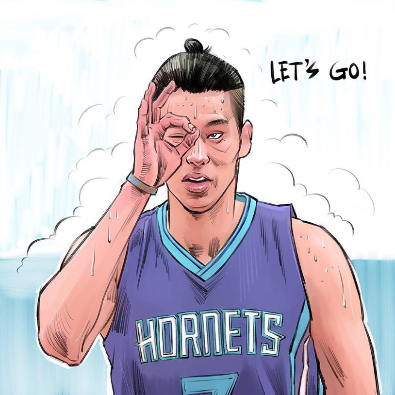 Jeremy Lin On Playoff Fire Illustration