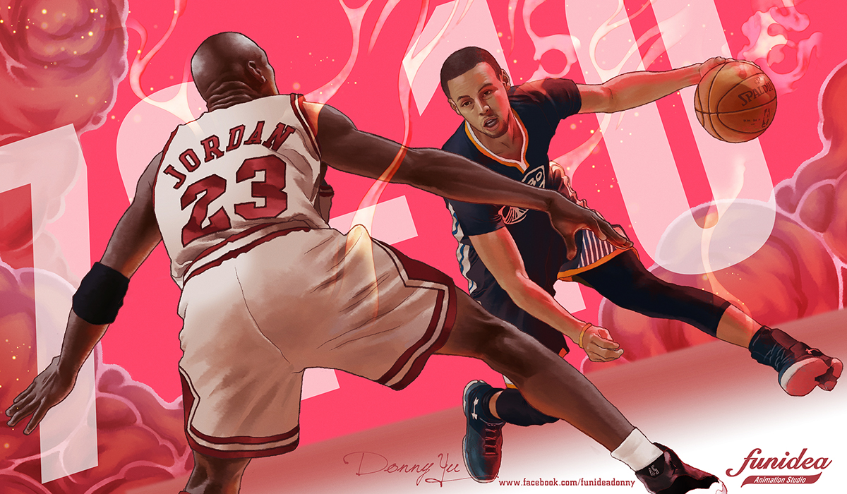 Michael Jordan vs Stephen Curry Illustration