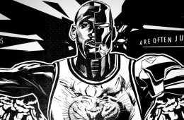 Michael Jordan Black Cat Cyborg Illustration