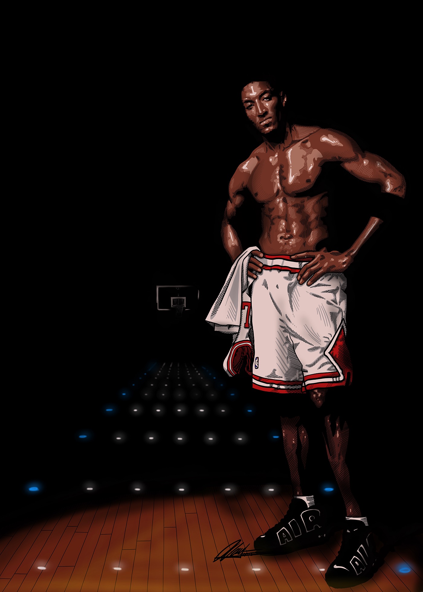 Scottie Pippen 90's Basketball Ad Illustration