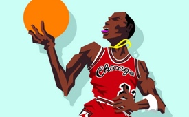 Michael Jordan '1985 Slam Dunk Contest' Caricature Art