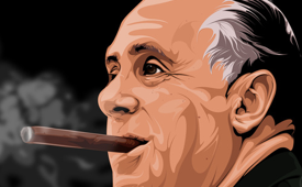 Red Auerbach 'Victory' Illustration