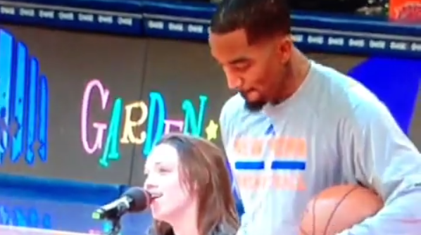 Live at Madison Square Garden, JR Smith Plays Air Guitar