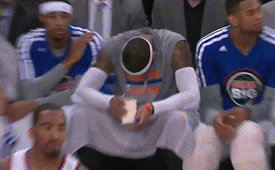 Carmelo Anthony Looking Disgusted In the Knicks Defense