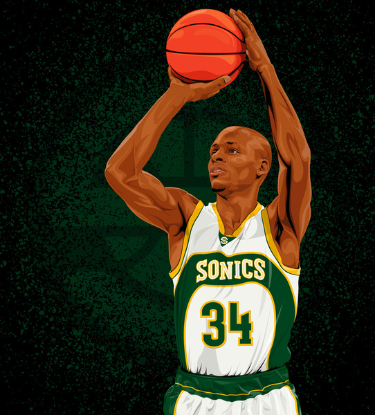 Ray Allen 'Seattle Supersonics' Illustration – Hooped Up