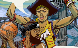 Blackbeard vs. Longbrow 'Battle On the High Seas' Illustration