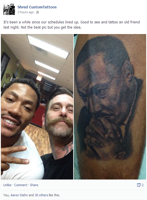 Derrick Rose Adds a Martin Luther King Tattoo
