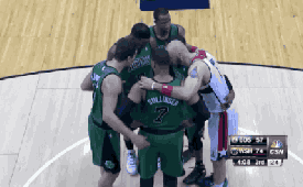 Marcin Gortat Joins the Celtics Huddle