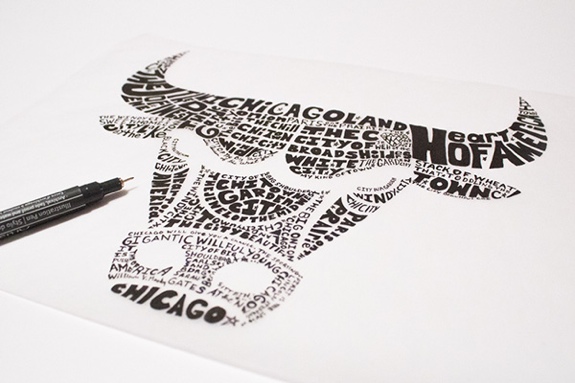 Chicago Bulls Word Illustration Art