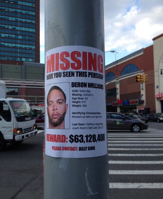 Deron Williams 'Missing Poster' Outside the Barclays Center
