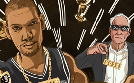 Tim Duncan and Gregg Popovich 'Mo Wins, Mo RINGS' Illustration