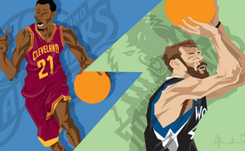 Andrew Wiggins x Kevin Love Trade Caricature Art