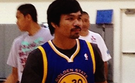 Manny Pacquiao Balls at the Warriors Training Facility