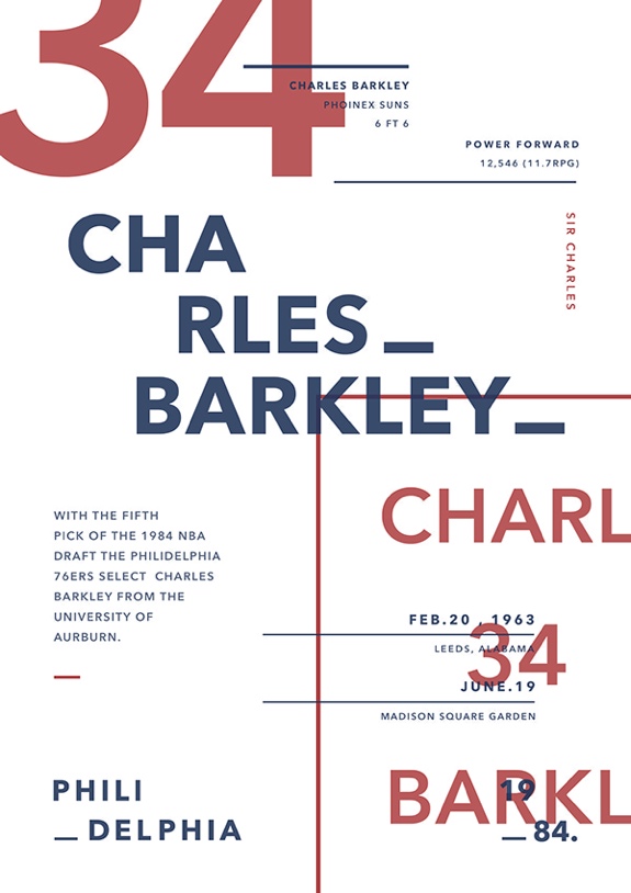 Charles Barkley 1984 NBA Draft Typographic Posters