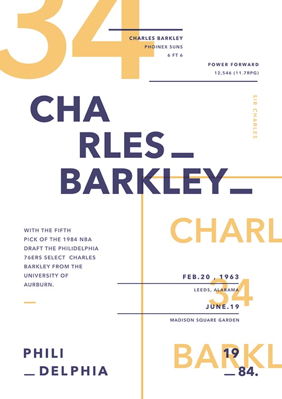 Charles Barkley 1984 NBA Draft Typographic Posters