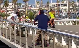 James Harden Takes a Near Spill on Segway