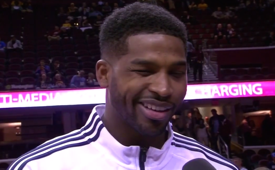 Tristan Thompson Kisses Reporter During Interview