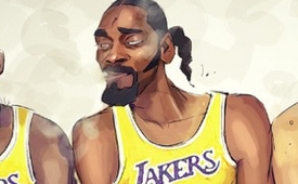 Elgin Baylor x Snoop Dogg x Jerry West Caricature Art