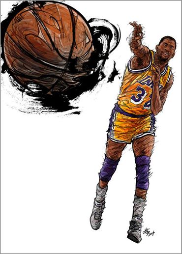 basketball magic johnson drawing