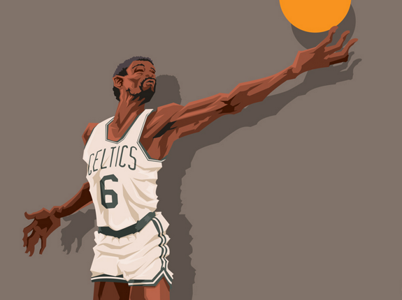 Bill Russell 'Celtics Icon' Caricature Art
