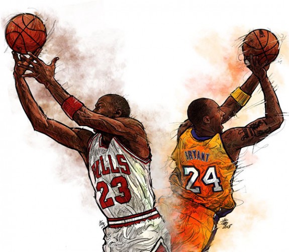 Michael Jordan vs Kobe Bryant Illustration