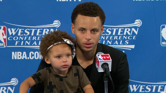 Stephen Curry Meets His Match With Daughter Riley at the Podium