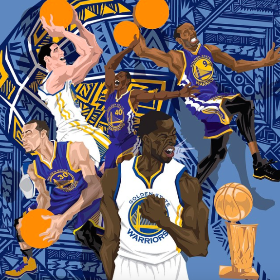 Golden State Warriors 'Champions' Caricature Art