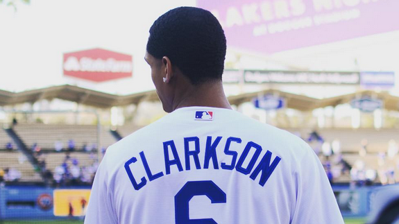 Jordan Clarkson Throws Out First Pitch at LA Dodgers Game