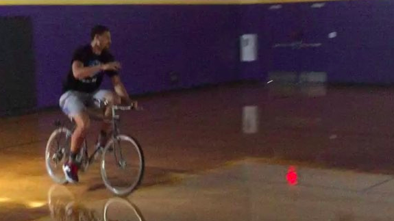Klay Thompson Hits An Impossible Shot While Riding a Bike
