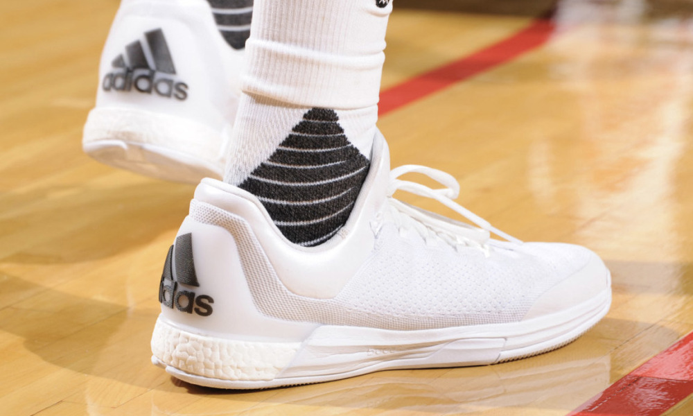 James Harden all-white adidas Crazy Light Boost