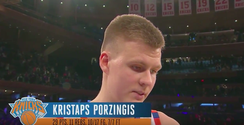 Kristaps Porzingis Notches 29 and 11 In Knicks Win
