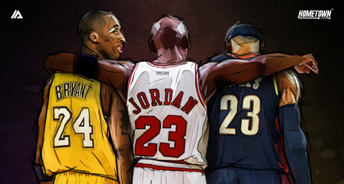 Kobe Bryant x Michael Jordan x LeBron James Illustration