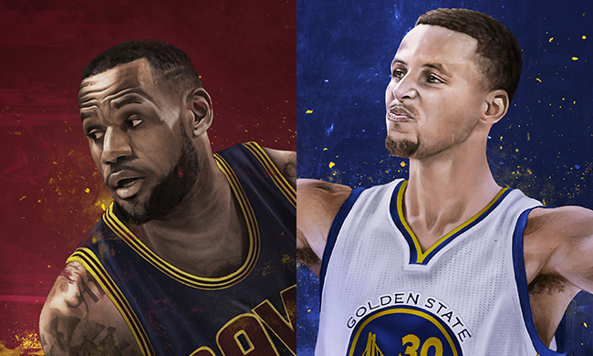 LeBron James vs Stephen Curry Illustration