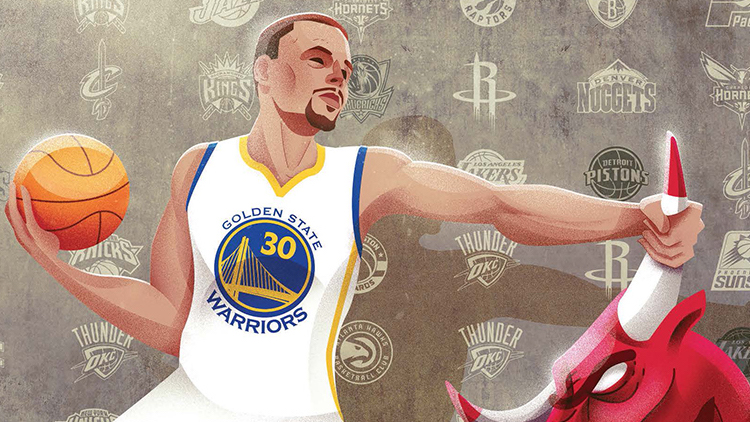 Stephen Curry and the Bulls Illustration